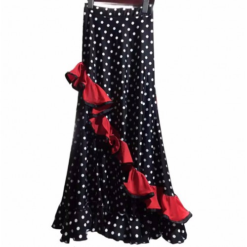 Customized size polka dot flamenco dance skirts for women girls paso double bull fighting dancing swing skirts ballroom dancing skirt for female